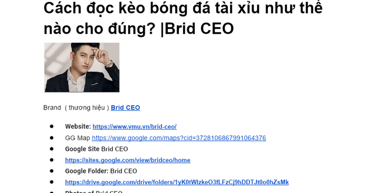 Cách đọc kèo bóng đá tài xỉu như thế nào cho đúng?  Brid CEO