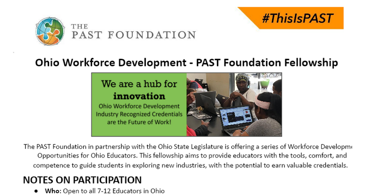 24-25 Ohio Workforce Development PAST Fellowship Details and FAQs