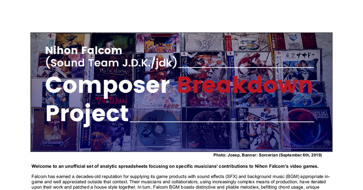 Nihon Falcom (Sound Team J.D.K./jdk) Composer Breakdown Project - Google  Drive