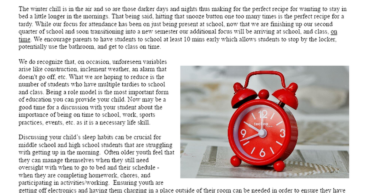 Tardies Secondary December Newsletter .docx