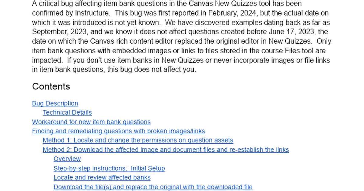 About the Bug in New Quizzes Item Banks