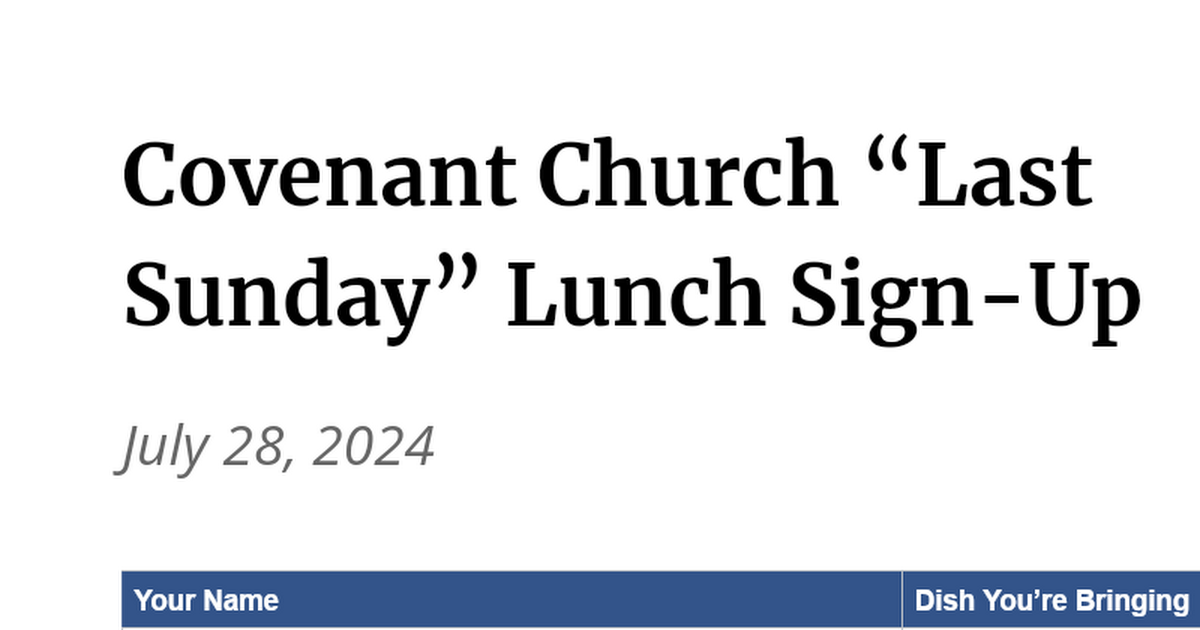You're Invited to "Last Sunday" Lunch!