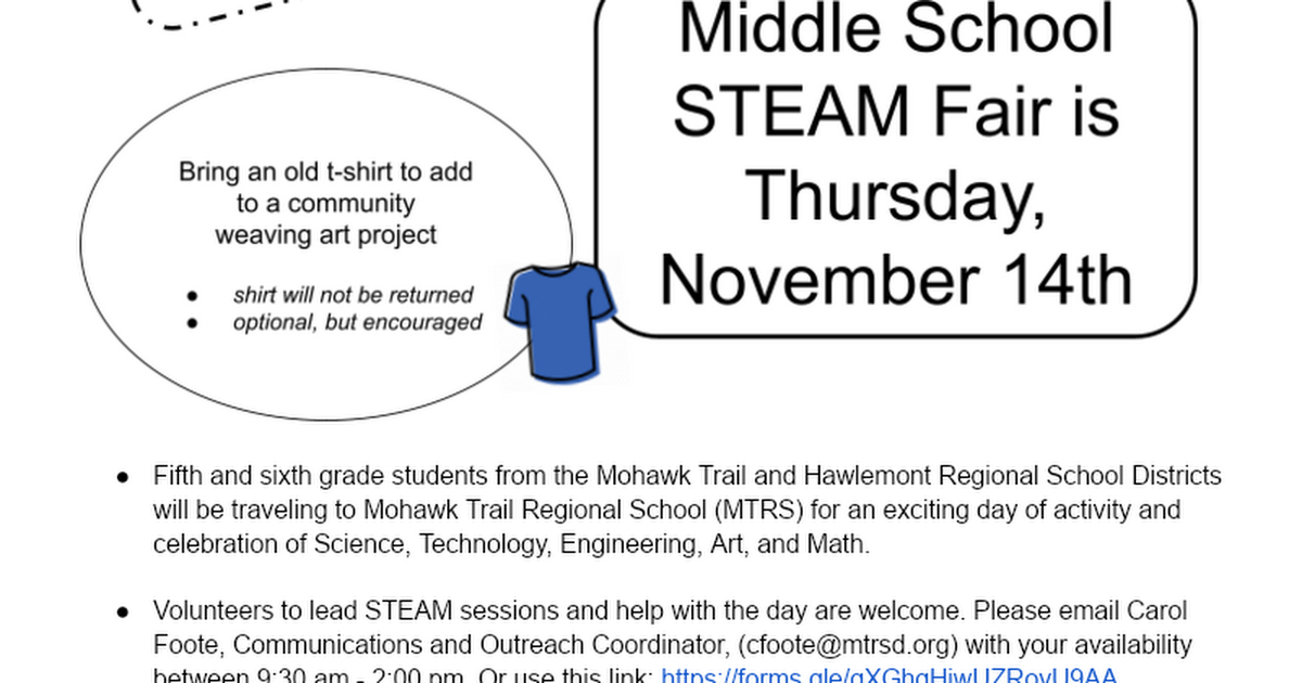 5/6 STEAM Fair Save the date