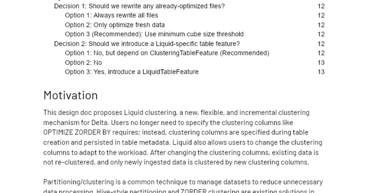 [Design Doc] [Public] Liquid Clustering