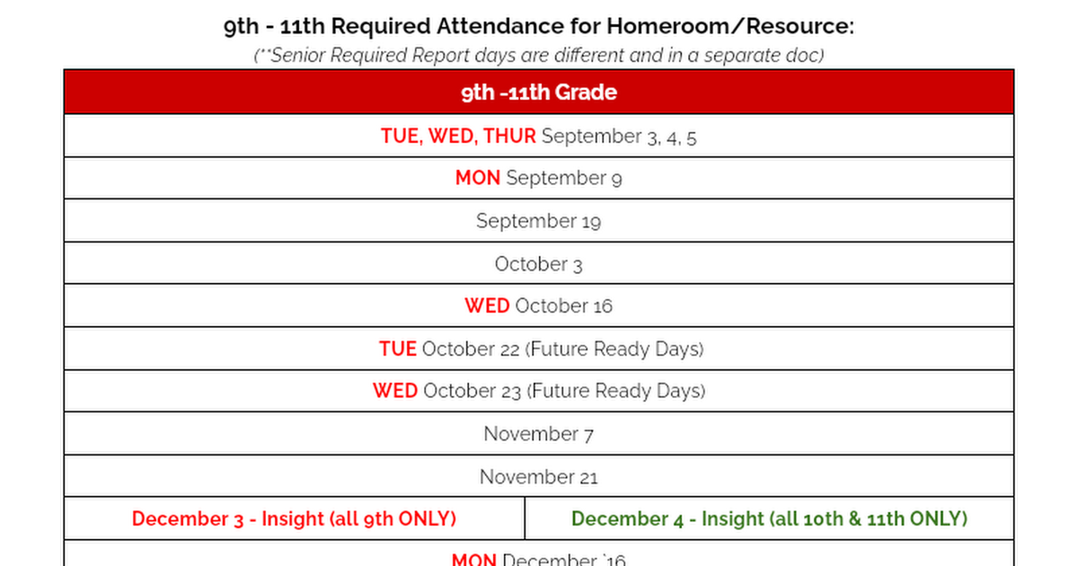 2024-25 9-11 Required Homeroom Attendance