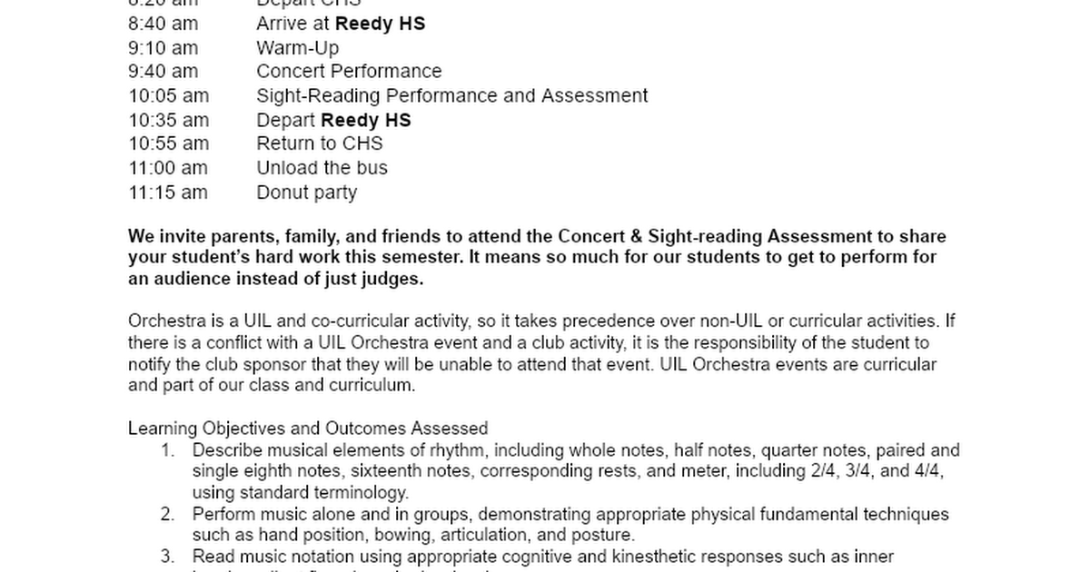 Camerata Orchestra UIL Information Letter