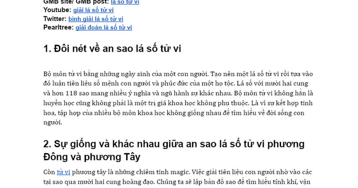 Lá số Tử Vi chiêm tinh