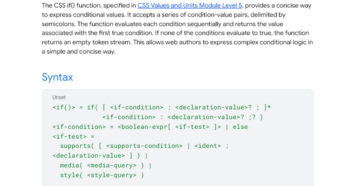 Explainer: CSS if() function - Google Docs