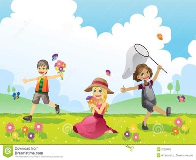Happy Children in Spring Season Stock Vector - Illustration of beautiful,  activity: 22336006