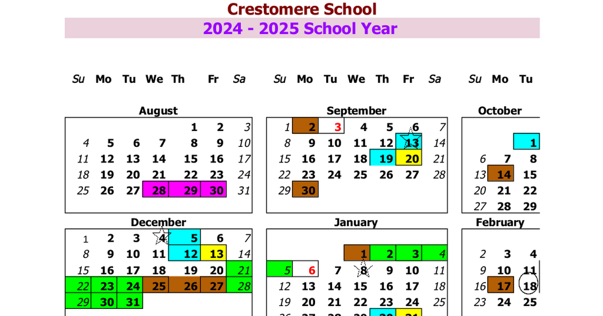 Crestomere School Calendar 2024-2025 - Working Copy