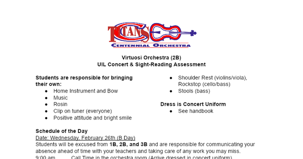 Virtuosi Orchestra UIL Information Letter