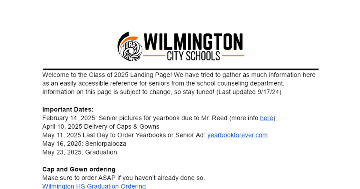 Class of 2025 Landing Page