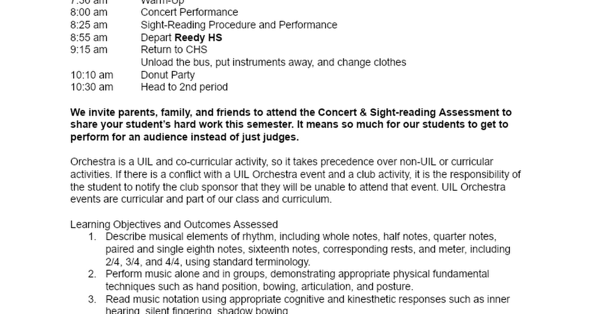 Concertante Orchestra UIL Information Letter