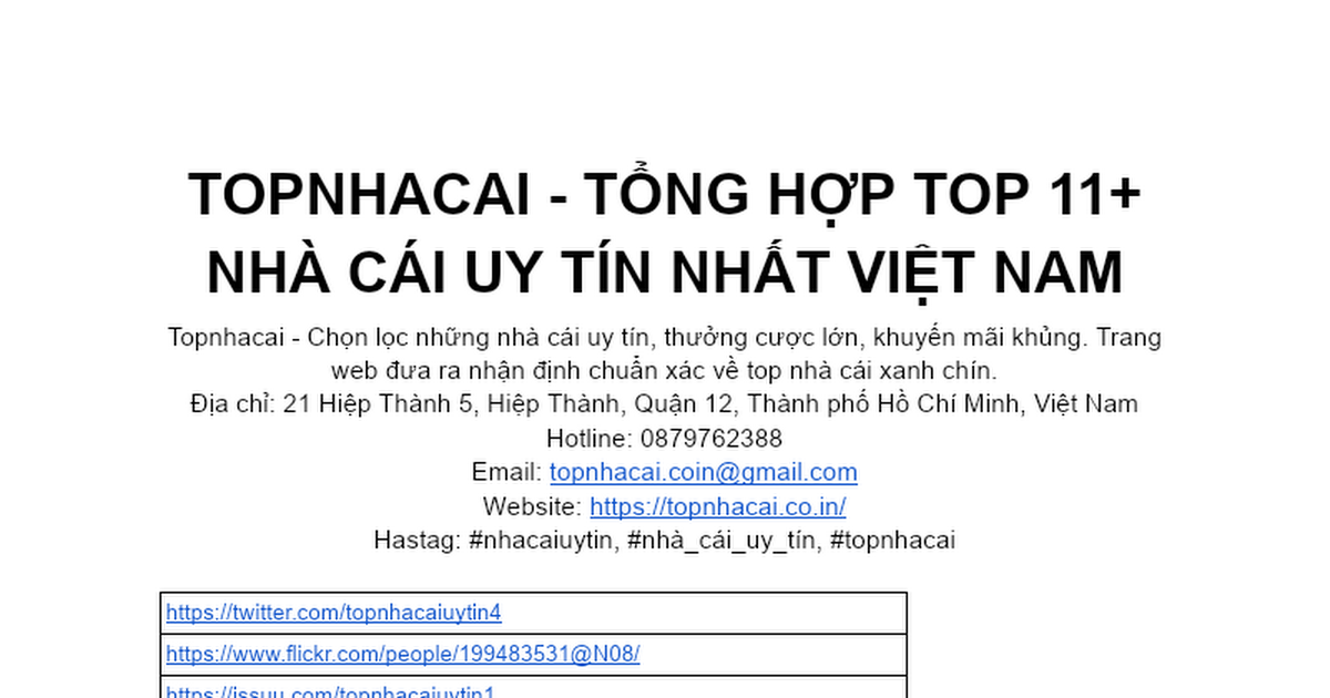 TOPNHACAI - TỔNG HỢP TOP 11+ NHÀ CÁI UY TÍN NHẤT VIỆT NAM