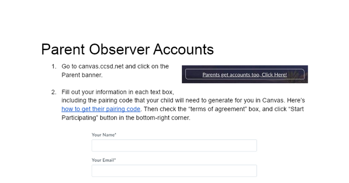 Parent Observer Accounts