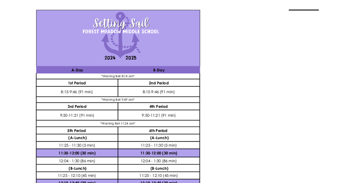 24-25 Bell Schedules FMMS