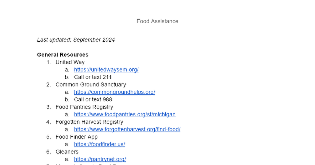 Food Assistance