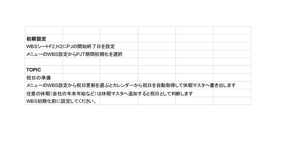 簡単WBS - Google スプレッドシート