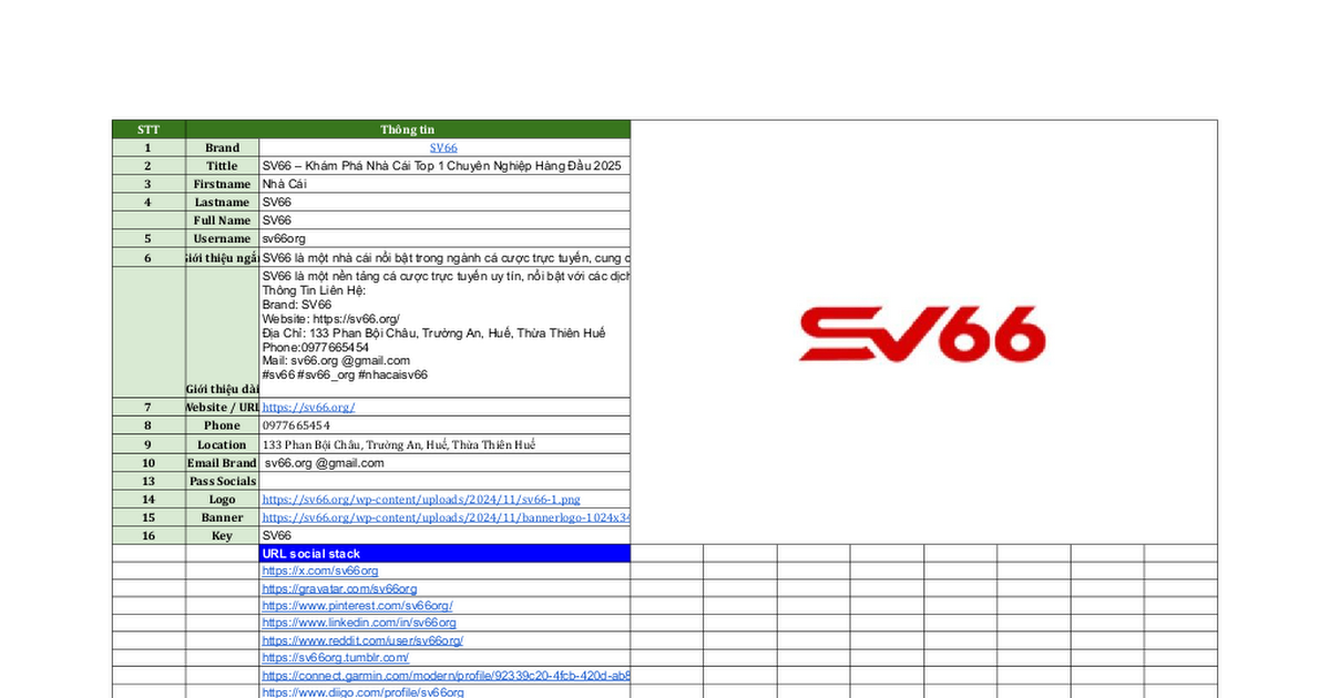 SV66 Khám Phá Nhà Cái Top 1 Chuyên Nghiệp Hàng Đầu 2025 Google Sheets