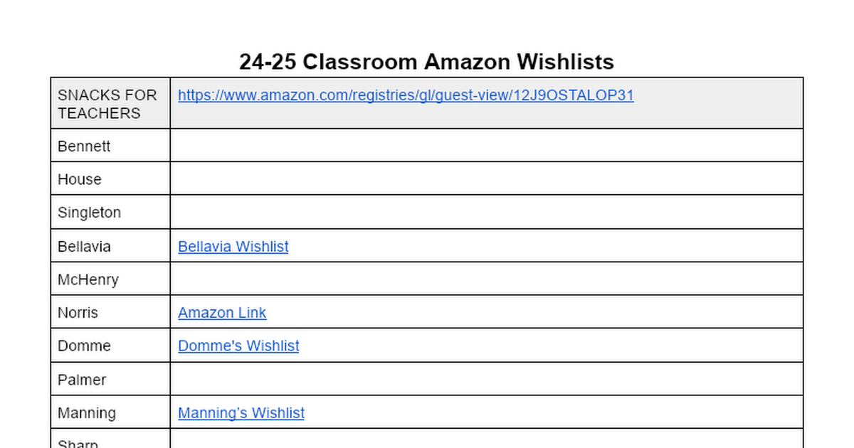 24-25 Classroom Amazon Wish Lists