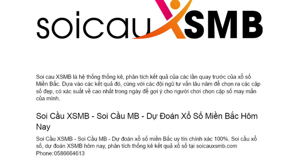 Soi Cầu XSMB - Soi Cầu MB - Dự Đoán Xổ Số Miền Bắc Hôm Nay