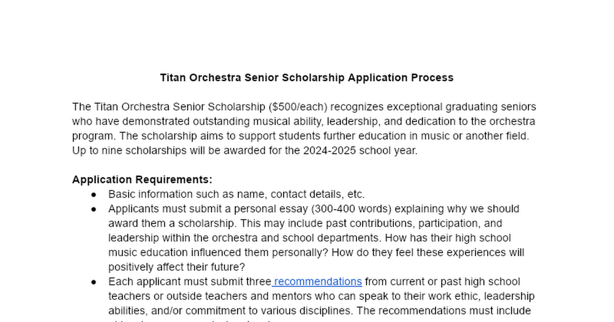 Senior Scholarship Guidelines