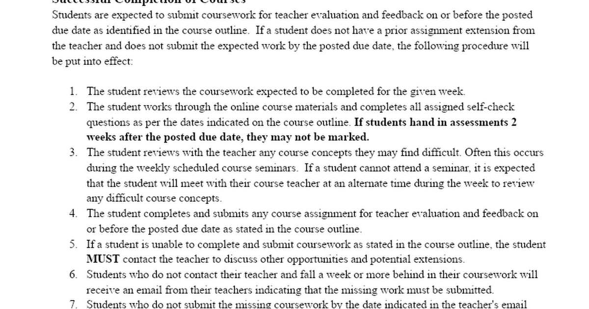 SGEC Course Completion Policy