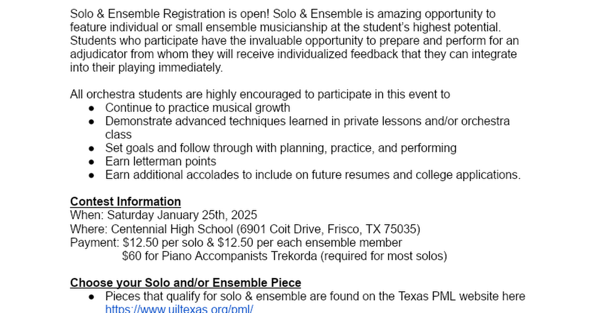 UIL Solo & Ensemble Information