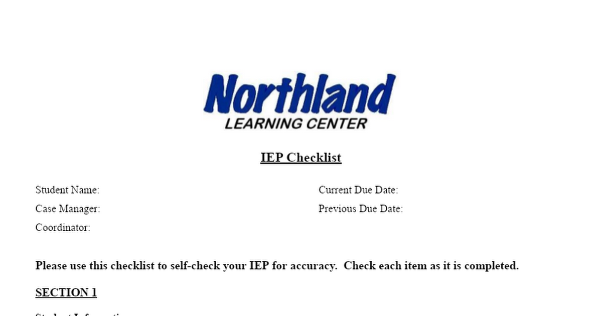 IEP Checklist Revised 9.9.24