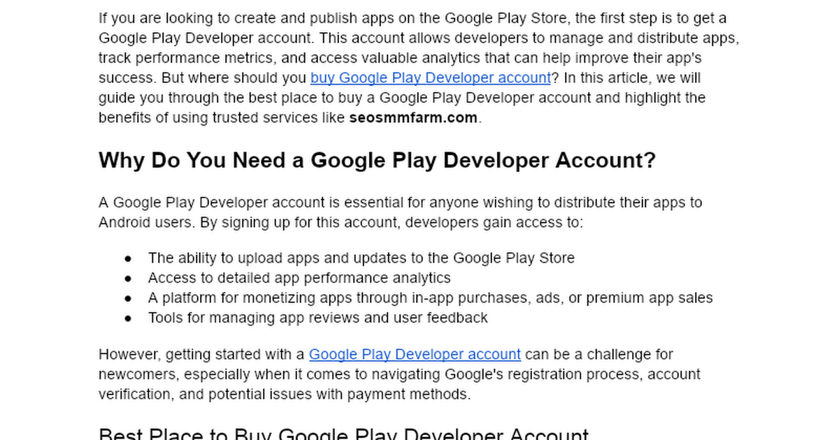 Best Place to Buy Google Play Developer Account: A Comprehensive Guide - Google Docs