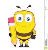 Μέλισσα που κρατά ένα μολύβι Διανυσματική απεικόνιση ...