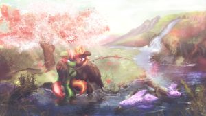 {Custom Com} Fishing and Cuddles by Amura-Of-Jupiter