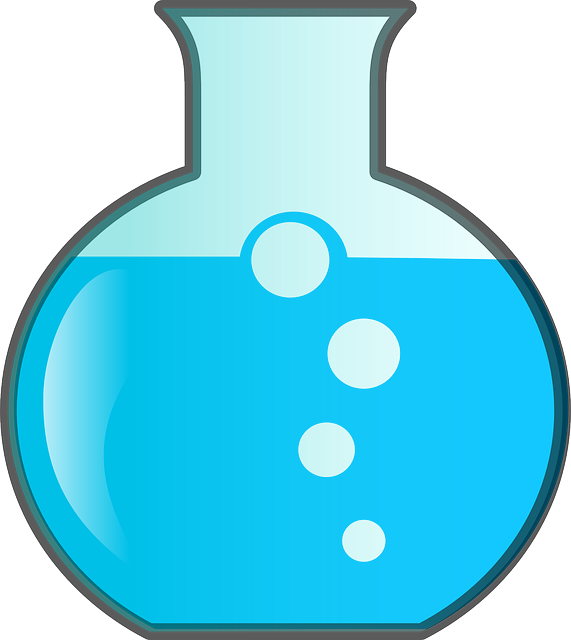 Flask, Blue, Glass, Jar, Liquid, Bubbles, Reaction. Google+ Follow us