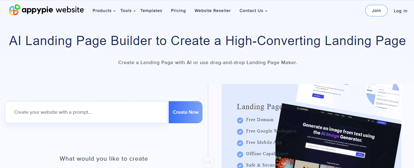 Appy Pie AI Landing Page Builder