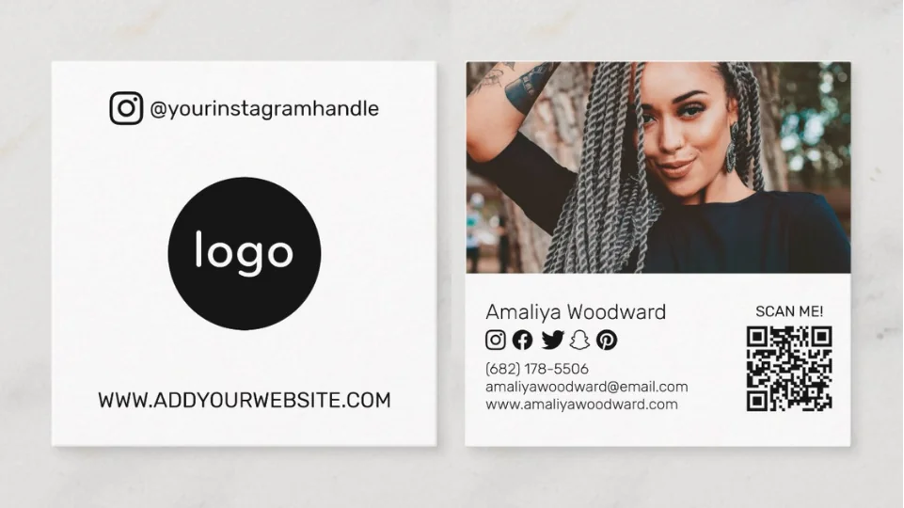 modern business card design with qr code instagram influencer