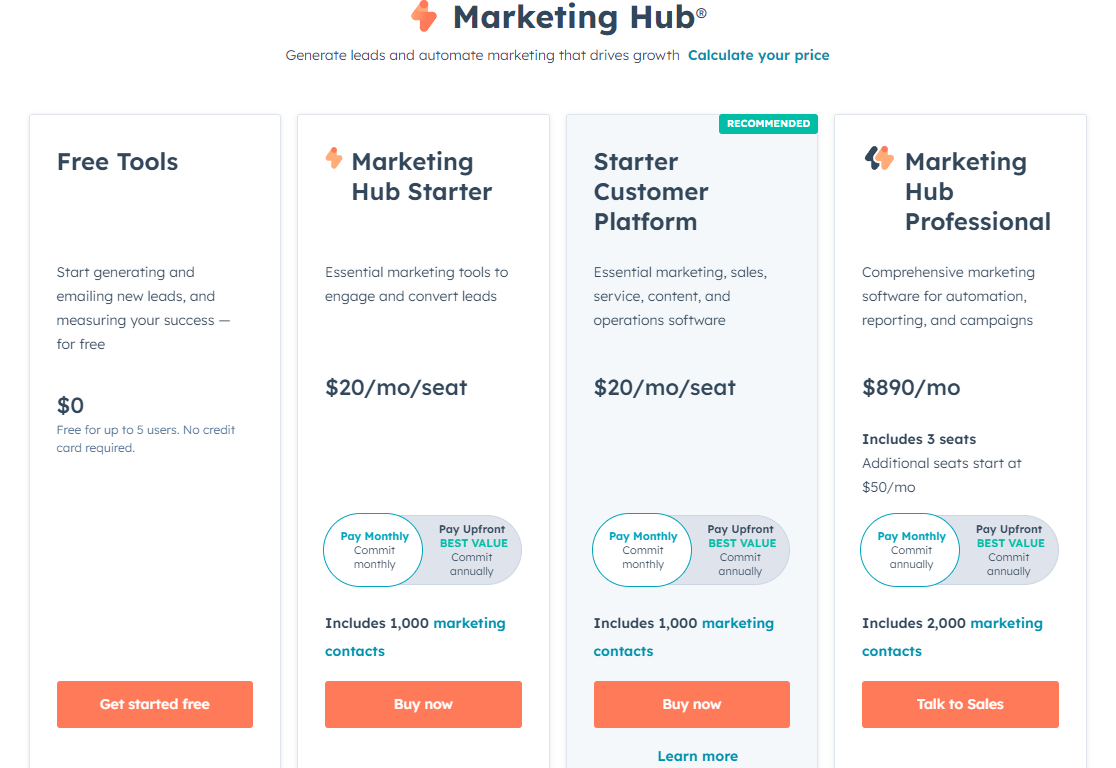 HubSpot  Plans and Pricing