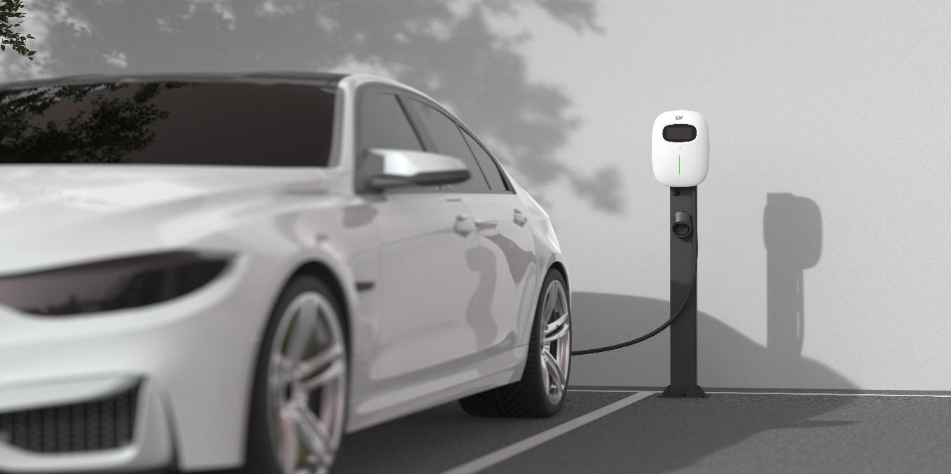 A white car charging at a charging station

Description automatically generated