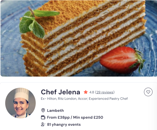 chef jelena for corporate event catering in london 