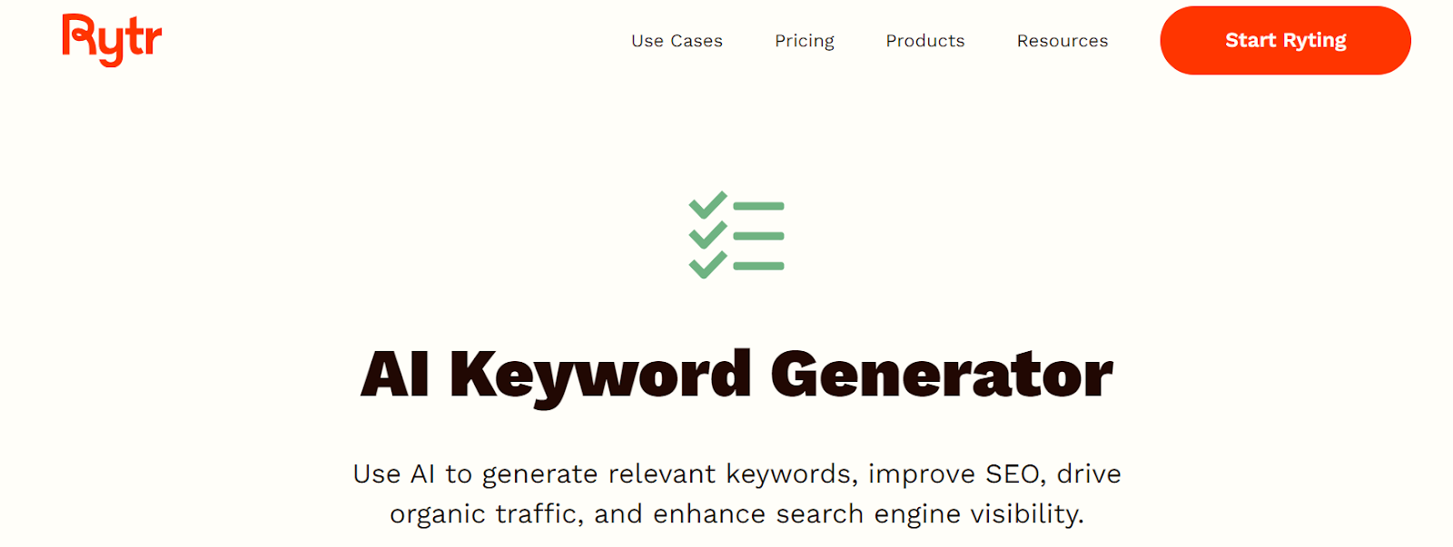 Rytr Keywords Generator