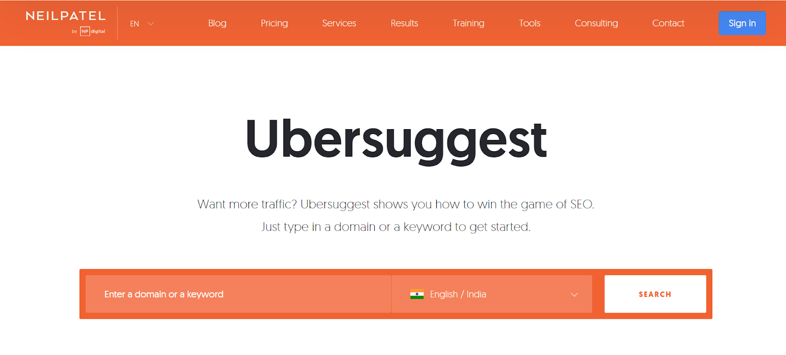 Ubbersuggest - Easy to use keyword research tool