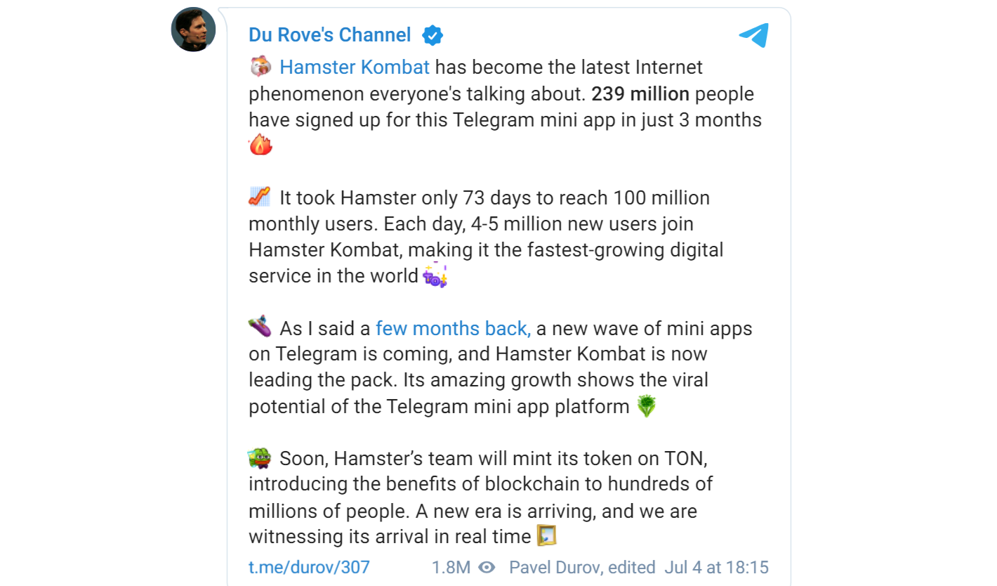 вывод с Hamster Kombat Павел Дуров