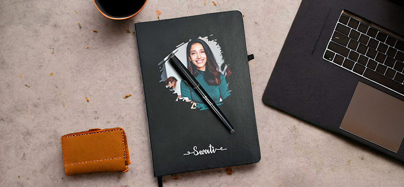 A diary with a picture printed on the cover