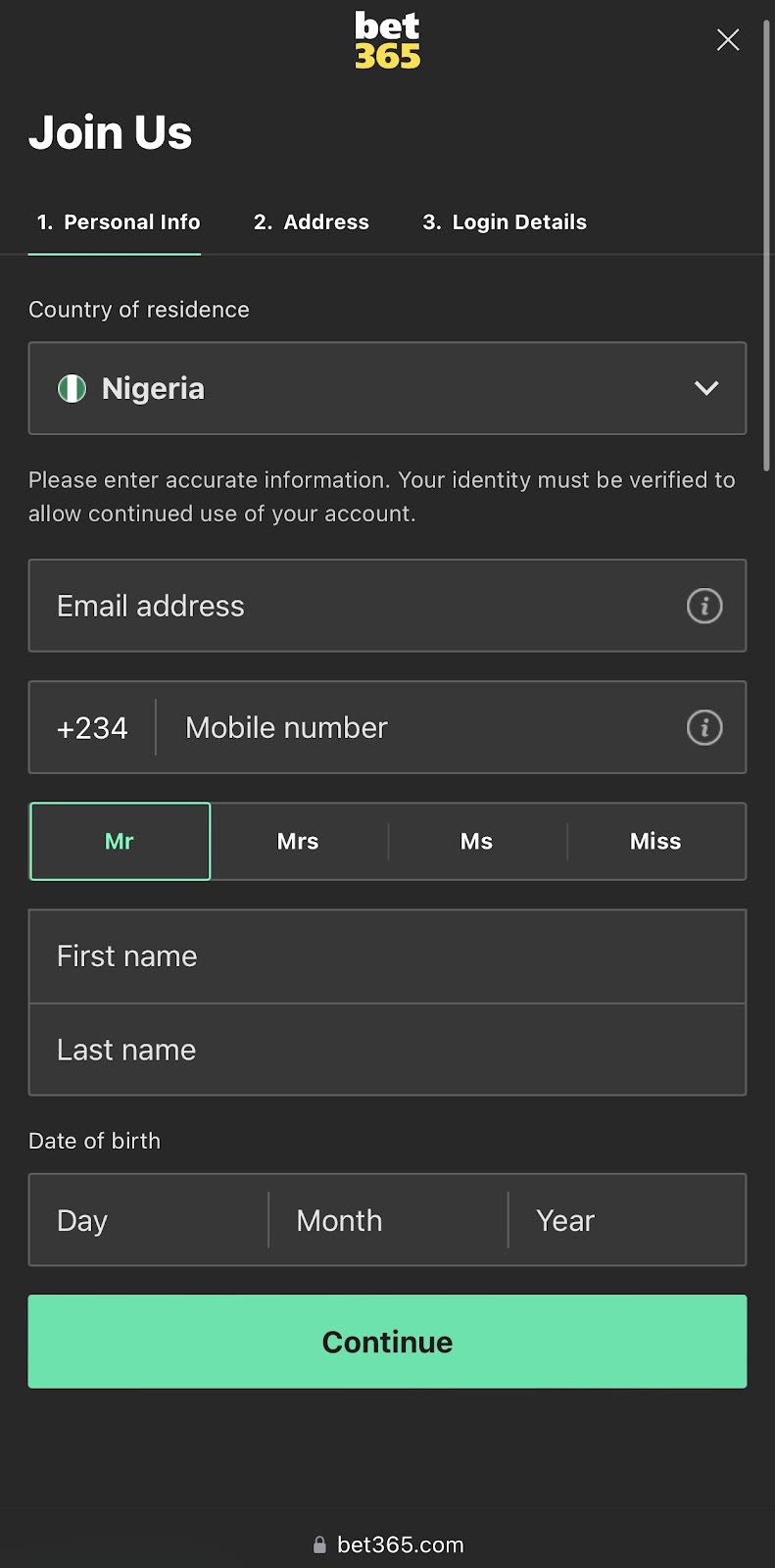 bet365 sign up