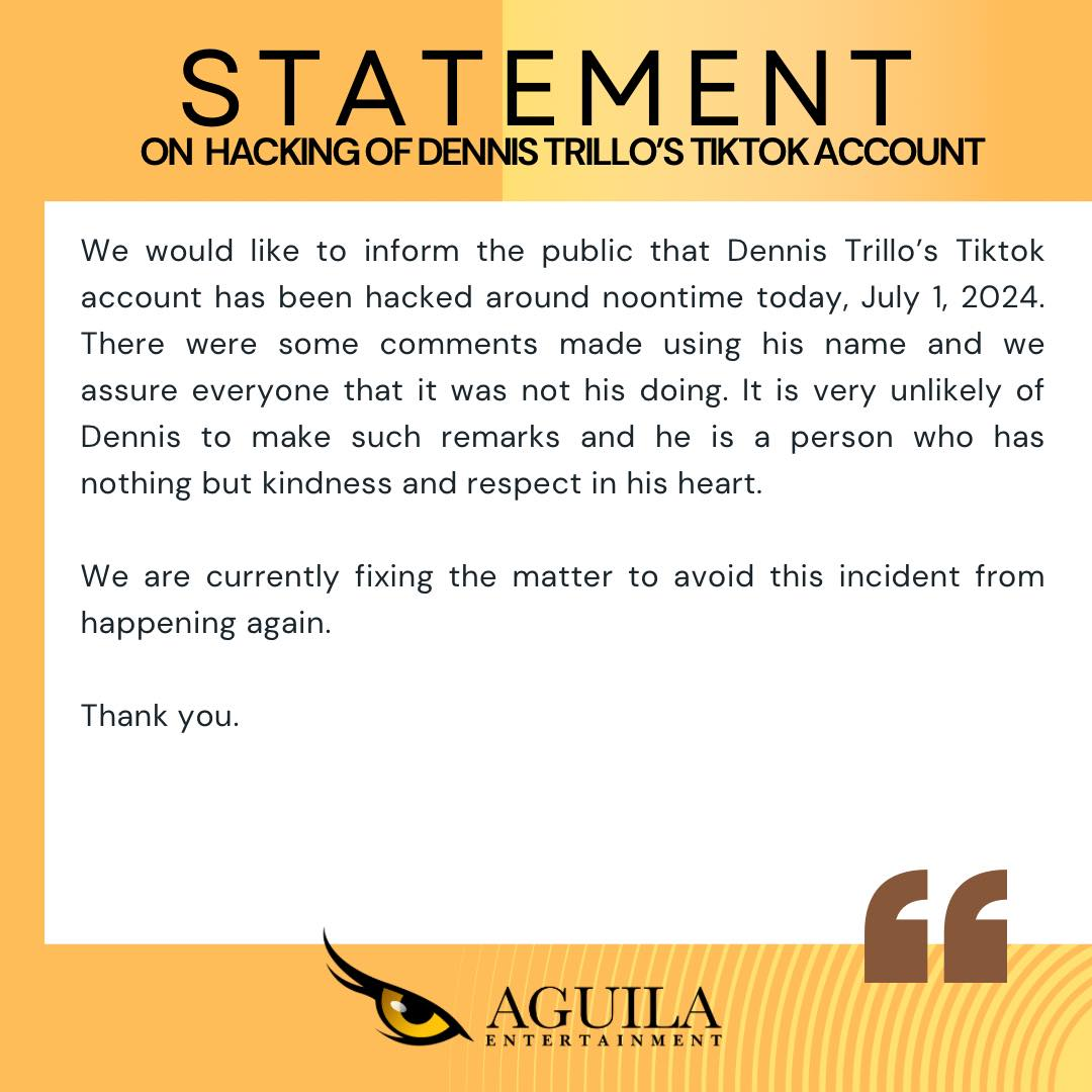 Statement on Denis Trillo's TikTok account hacking incident 