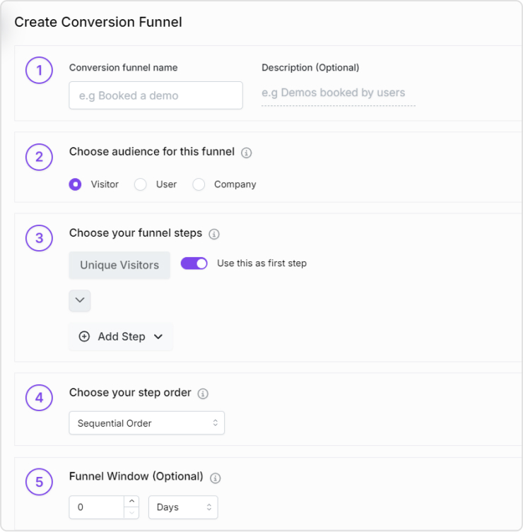 Creating conversion funnel in Usermaven