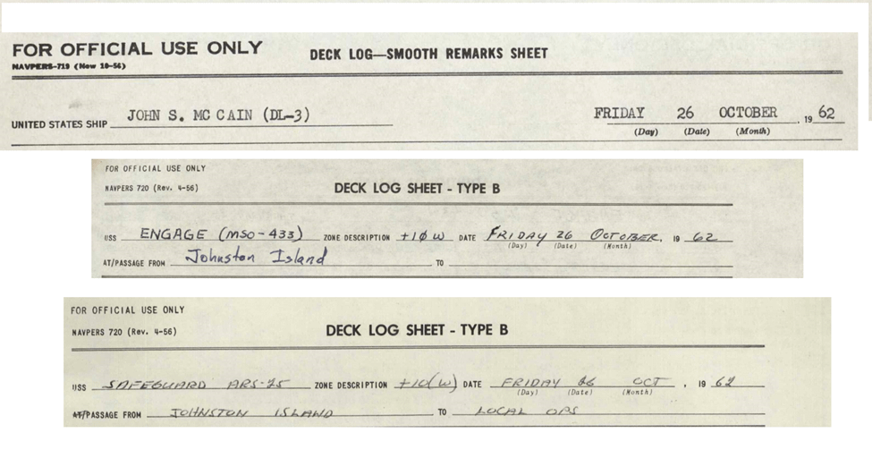 r/UFOB - Deck Logs of Elements of the Johnston Island Operations Unit (TU 8.3.6). where it led pod recovery activities. 