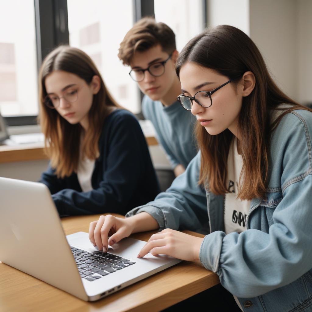 A group of students searching for legal site to get help for online classes