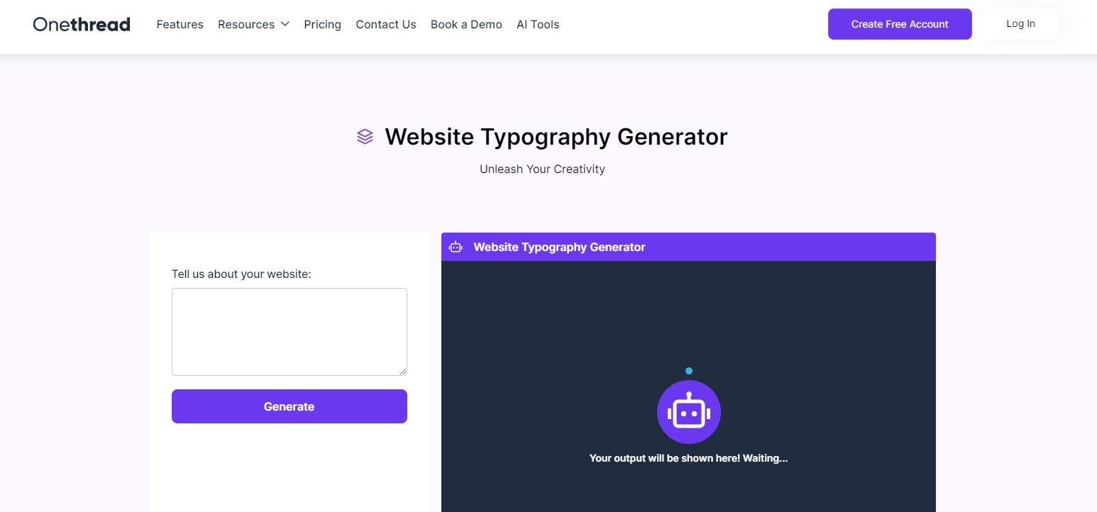Onethread Website Typography Generator