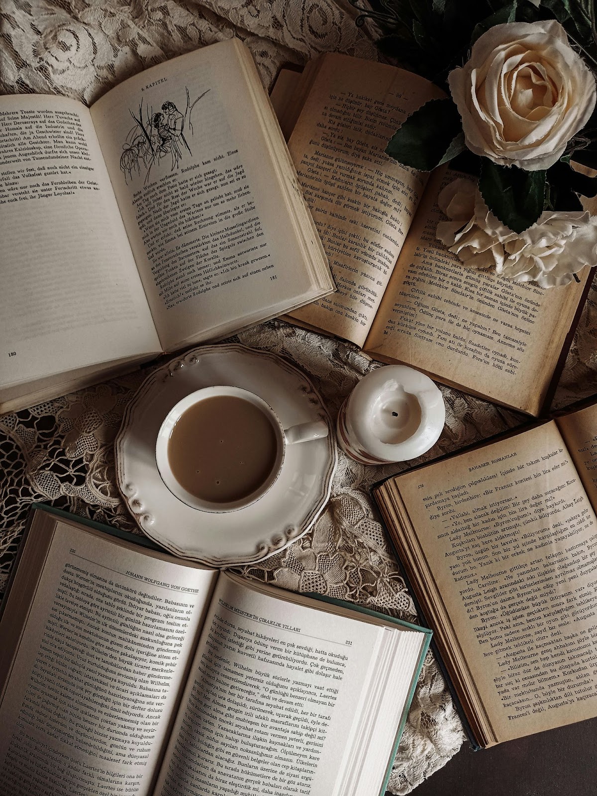 Stylish Book DP with a cup of tea and flowers