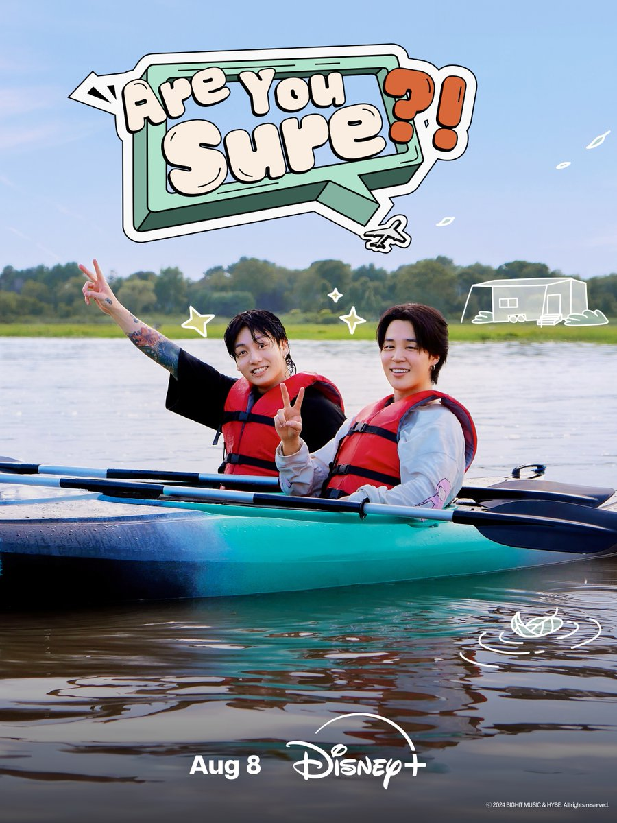 BTS Jimin y Jungkook posan felices en un bote para la portada del programa Are yo sure?